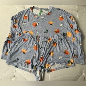 HONEYDEW Women’s Long Sleeve Pajama Set Orange Print Size M